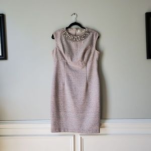 ELIZA J | Metallic Rhinestone Sleeveless Sheath Dress | 14